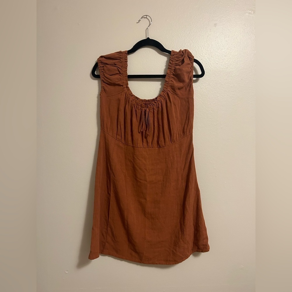 Not for sale-Aeropostale Keyhole Empire-Waist Linen Blend Puff Sleeve Dress